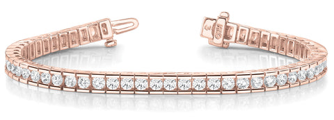 Rose gold Round Diamond Channel-Set Tennis Bracelet with Box Clasp