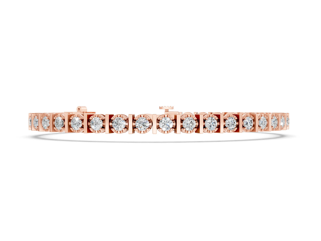 Rose gold Round Diamond Channel Set Tennis Bracelet with Prong Setting_2