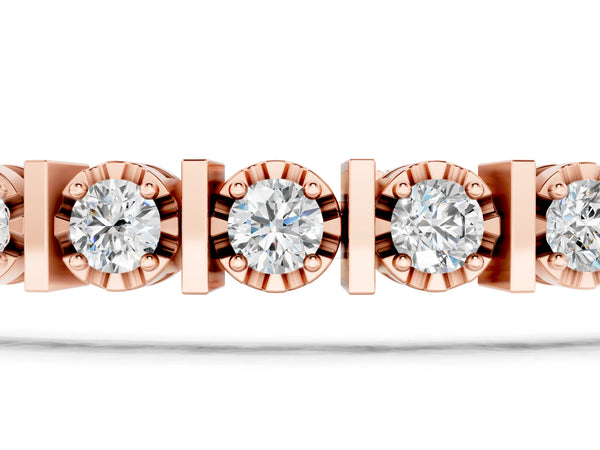 Rose gold Round Diamond Channel Set Tennis Bracelet with Prong Setting