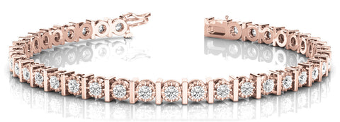 Rose gold Round Diamond Channel Set Tennis Bracelet with Prong Setting