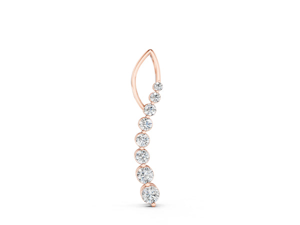 Rose gold Round Diamond Channel Set Vertical Bar Pendant