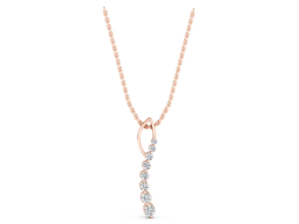 Rose gold Round Diamond Channel Set Vertical Bar Pendant
