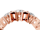 Rose gold Round Diamond Channel Set X-Prong Band_8