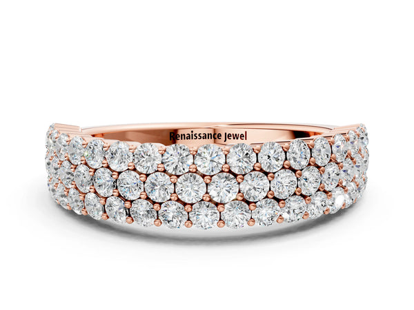 Rose gold Round Diamond Checkerboard Pavé Promise Ring with Round Diamond Accents
