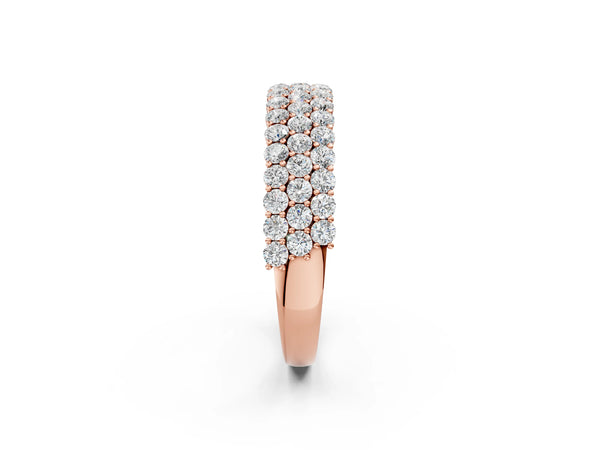 Rose gold Round Diamond Checkerboard Pavé Promise Ring with Round Diamond Accents