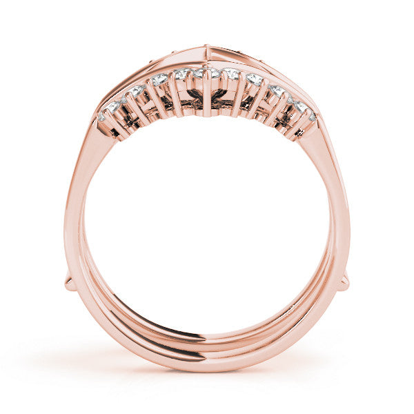 Rose gold Round Diamond Chevron Contour Band with Prong Setting 1