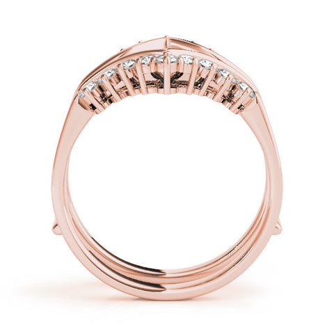 Rose gold Round Diamond Chevron Contour Band with Prong Setting 1