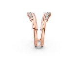 Rose gold Round Diamond Chevron Contour Band with Prong Setting_23