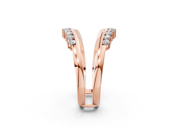 Rose gold Round Diamond Chevron Contour Band with Prong Setting