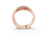Rose gold Round Diamond Chevron Contour Band with Prong Setting_24