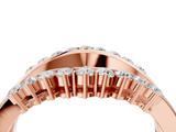 Rose gold Round Diamond Chevron Contour Band with Prong Setting_25
