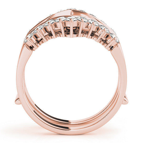 Rose gold Round Diamond Chevron Eternity Band with Prong Setting 1