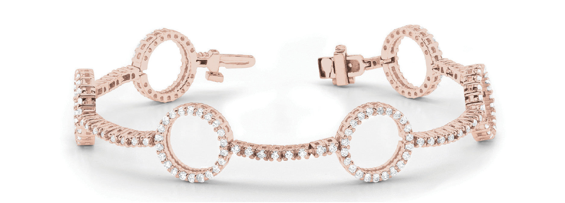Rose gold Round Diamond Circle Link Tennis Bracelet with Pavé Setting