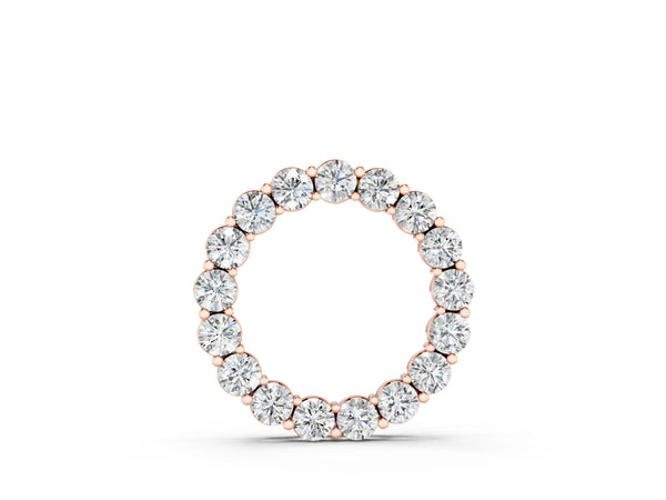 Rose gold Round Diamond Circle Pendant with Prong Setting