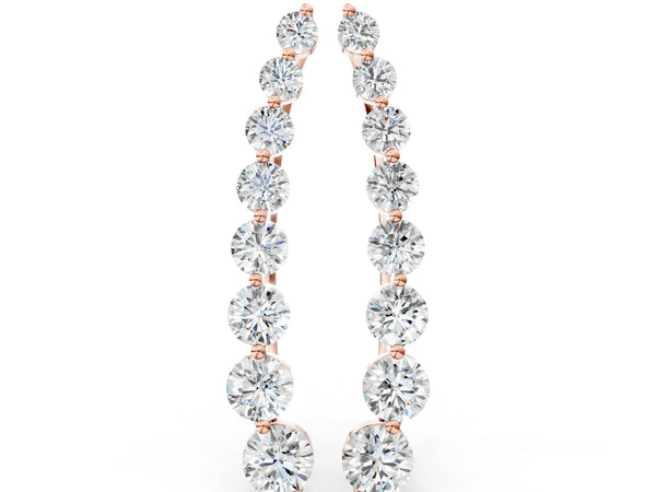 Rose gold Round Diamond Climber Earrings with Prong Setting on Curved Band