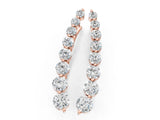 Rose gold Round Diamond Climber Earrings with Prong Setting on Curved Band_19