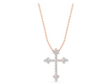 Rose gold Round Diamond Cluster Cross Pendant with Prong Setting_25