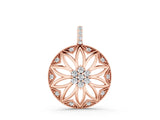 Rose gold Round Diamond Cluster Flower Pendant_4
