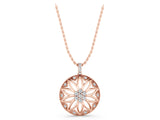 Rose gold Round Diamond Cluster Flower Pendant_5