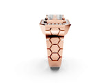 Rose gold Round Diamond Cluster Halo Mens Ring_2