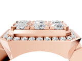Rose gold Round Diamond Cluster Halo Mens Ring_4
