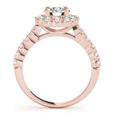 Rose gold Round Diamond Cluster Halo Ring with Pavé Band 2