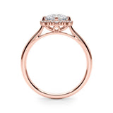Rose gold Round Diamond Cluster Halo Ring with Plain Band and Four-Prong Setting 2