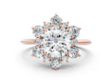 Rose gold Round Diamond Cluster Halo Ring with Solitaire Band and Four-Prong Setting_24