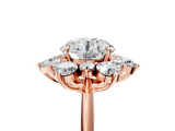 Rose gold Round Diamond Cluster Halo Ring with Solitaire Band and Four-Prong Setting_29