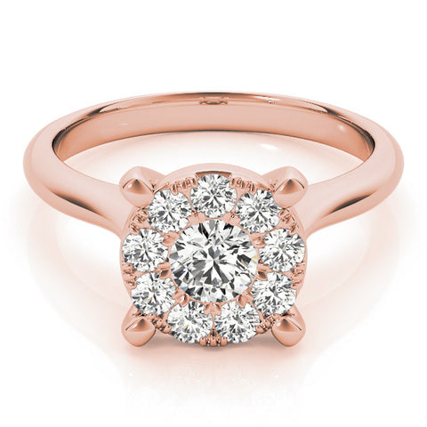 Rose gold Round Diamond Cluster Halo Solitaire with Four-Prong Setting 1