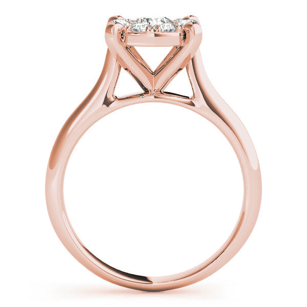 Rose gold Round Diamond Cluster Halo Solitaire with Four-Prong Setting 2