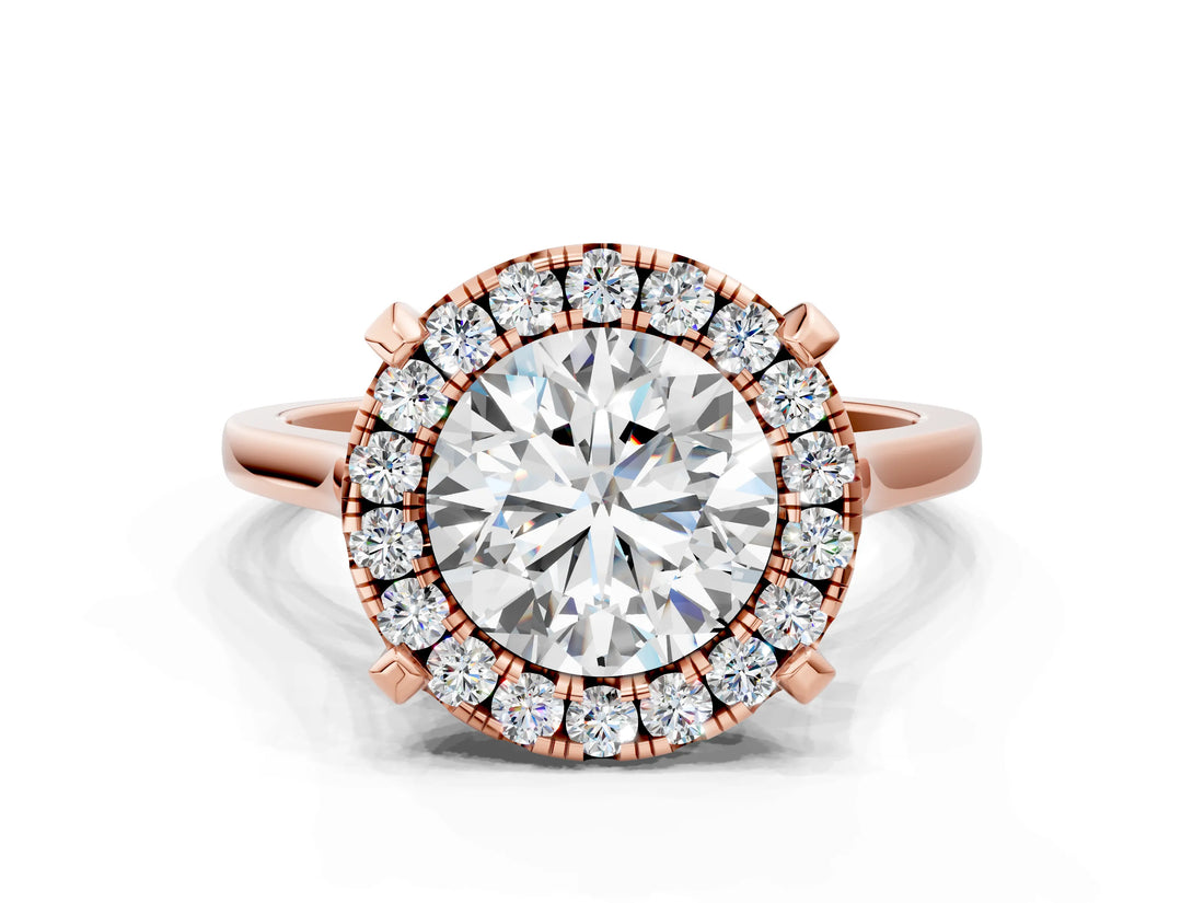Rose gold Round Diamond Cluster Halo Solitaire with Four-Prong Setting_80