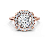 Rose gold Round Diamond Cluster Halo Solitaire with Four-Prong Setting_80
