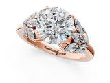 Rose gold Round Diamond Cluster Leaf Design Ring with Prong Setting_57