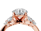Rose gold Round Diamond Cluster Leaf Design Ring with Prong Setting_60