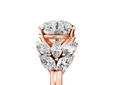 Rose gold Round Diamond Cluster Leaf Design Ring with Prong Setting_61