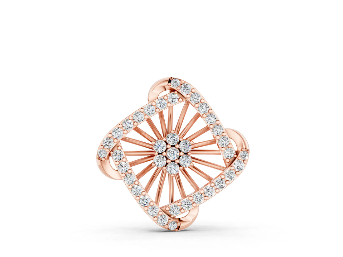 Rose gold Round Diamond Cluster Pendant with Prong Setting_4