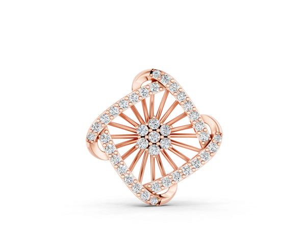 Rose gold Round Diamond Cluster Pendant with Prong Setting