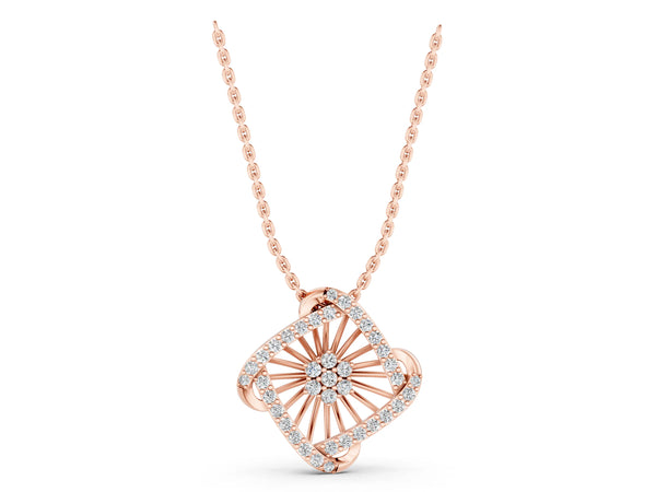 Rose gold Round Diamond Cluster Pendant with Prong Setting