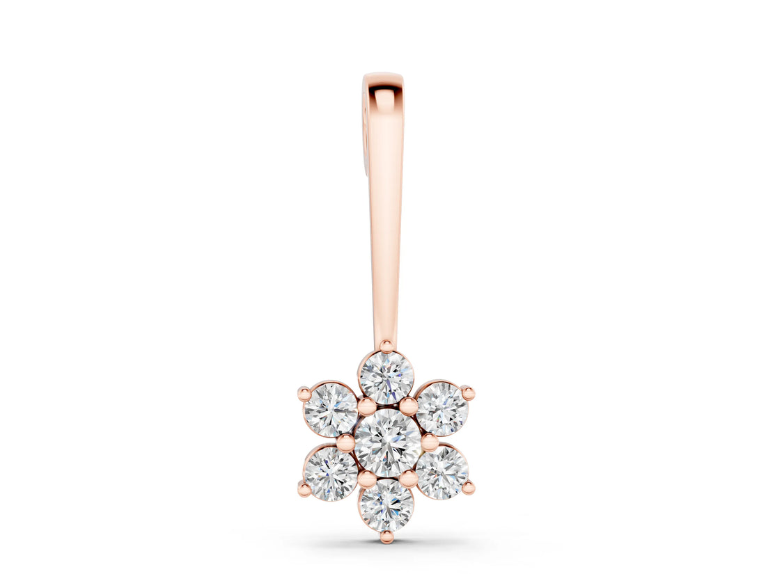 Rose gold Round Diamond Cluster Pendant with Six-Prong Setting_6
