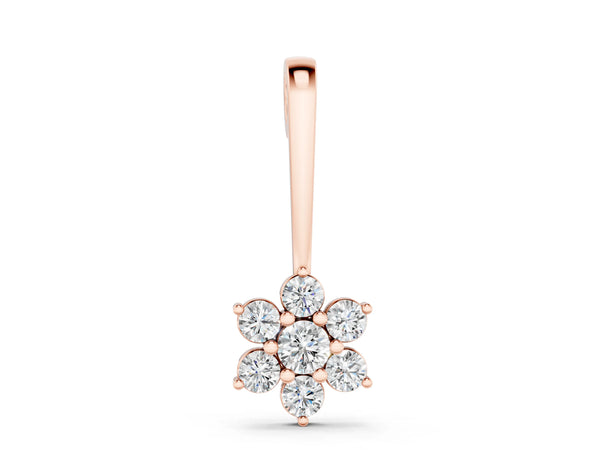 Rose gold Round Diamond Cluster Pendant with Six-Prong Setting