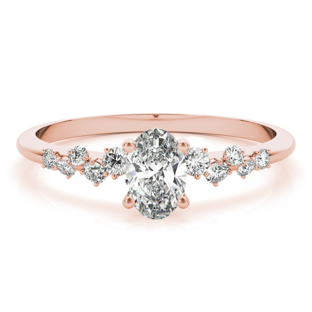 Rose gold Round Diamond Cluster Prong-Set Solitaire Ring 1