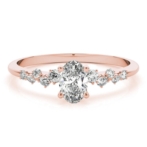 Rose gold Round Diamond Cluster Prong-Set Solitaire Ring 1