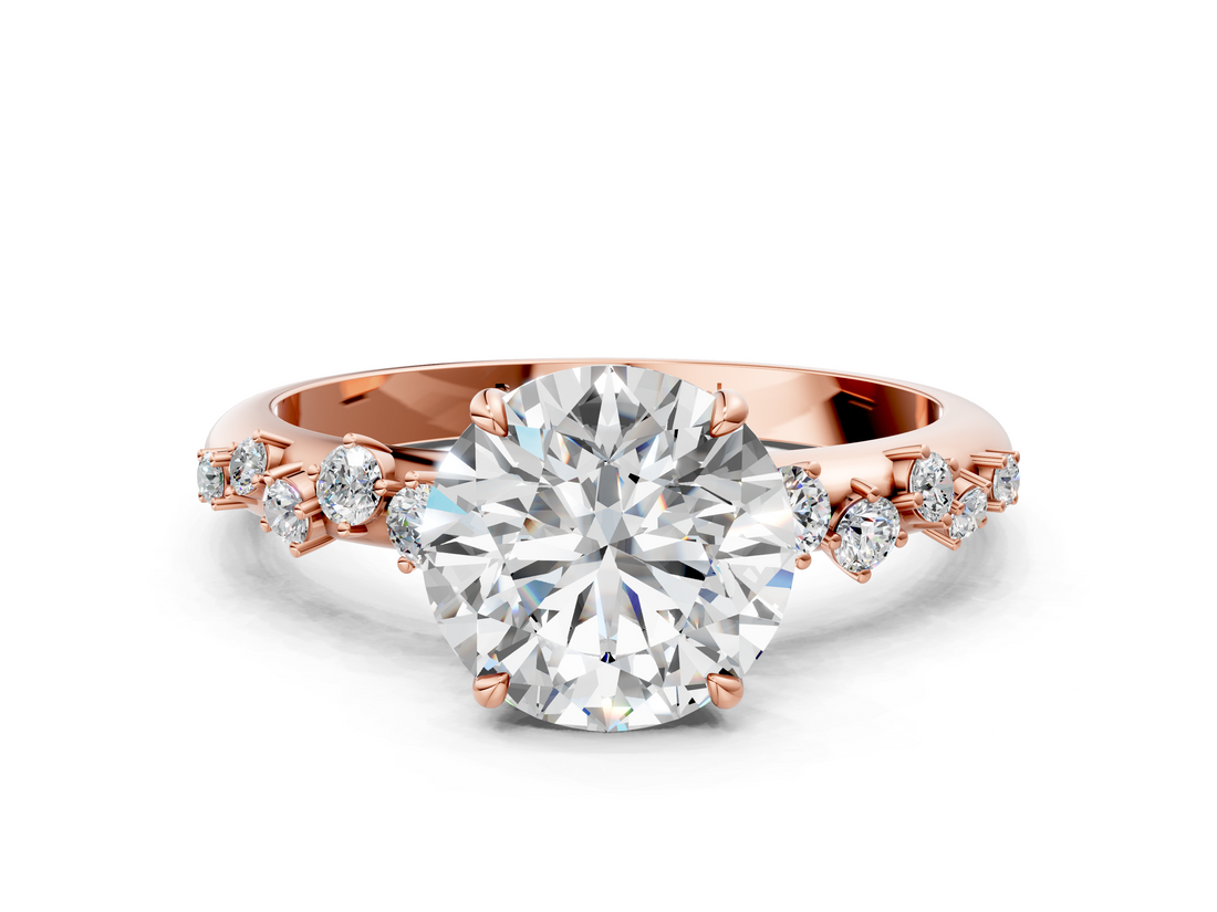 Rose gold Round Diamond Cluster Prong-Set Solitaire Ring_42