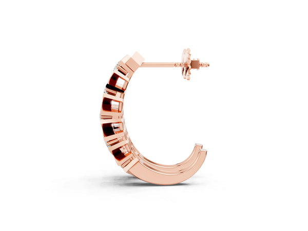 Rose gold Round Diamond Criss-Cross Prong Hoop Earrings