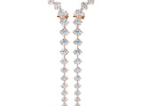 Rose gold Round Diamond Curved Drop Earrings