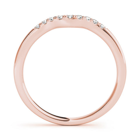 Rose gold Round Diamond Curved Pavé Wedding Band 1