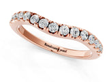 Rose gold Round Diamond Curved Pavé Wedding Band with Shared Prong Setting_5