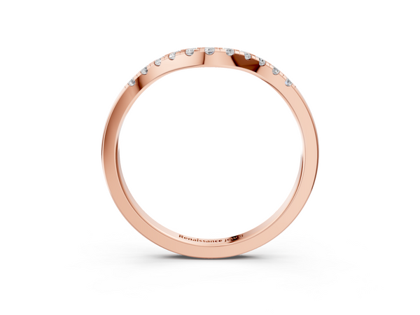 Rose gold Round Diamond Curved Pavé Wedding Band