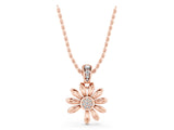 Rose gold Round Diamond Daisy Flower Pendant with Diamond Accents_9
